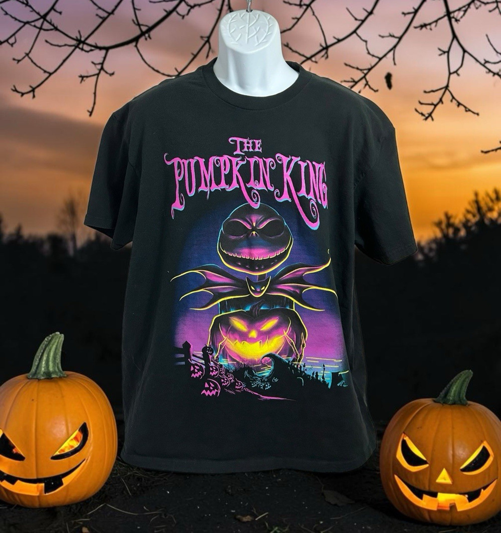 Disney Tim Burtons Nightmare Before Christmas T-Shirt Sz XL Black Pumpkin King